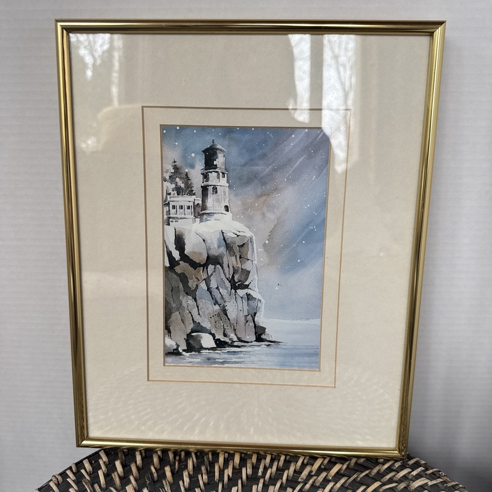 Split Rock Lighthouse Lake Superior Framed & Matted 10x13 Artist Peter Humeniuk